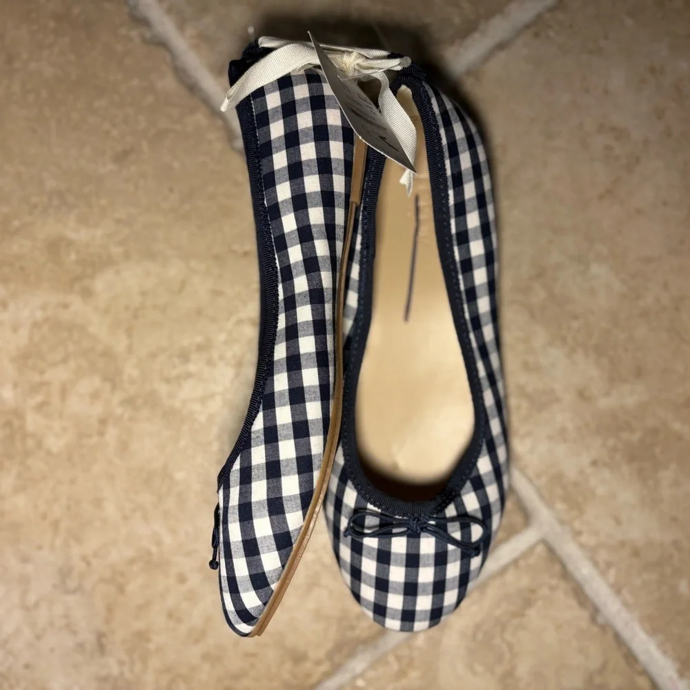 NWT J Crew Crewcuts Girls Gingham Check Ballet Flat Classic Preppy Spring Summer